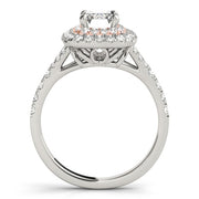 14K Rose Gold 1 ct tw Halo Diamond Engagement Ring