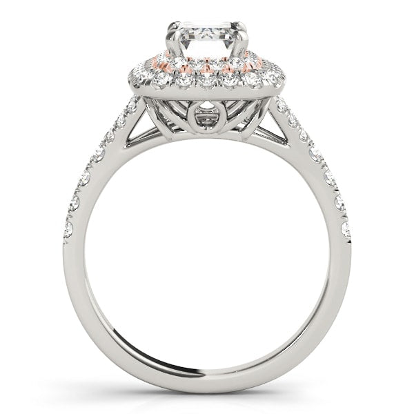 14K Rose Gold 1 ct tw Halo Diamond Engagement Ring