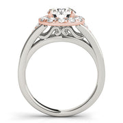 18K Rose Gold 1 1/2 ct tw Halo Diamond Engagement Ring