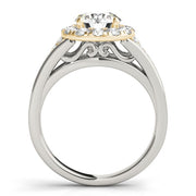 14K Yellow Gold 1 1/2 ct tw Halo Diamond Engagement Ring