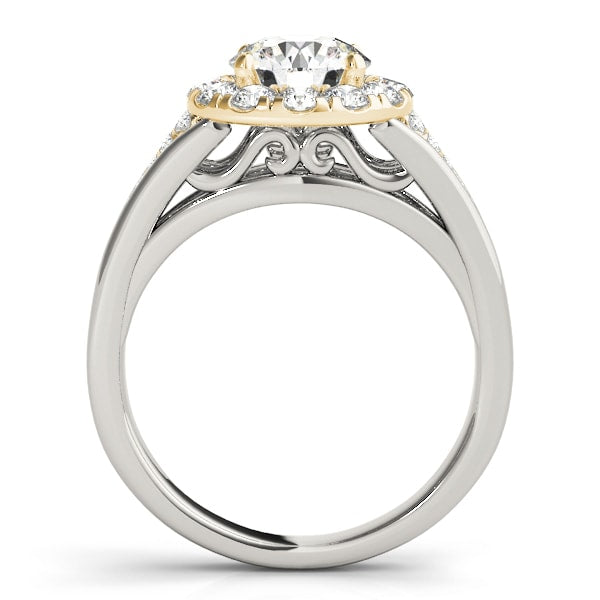 14K Yellow Gold 1 1/2 ct tw Halo Diamond Engagement Ring