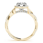 18K Yellow Gold 1 1/3 ct tw Halo Diamond Engagement Ring