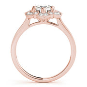 18K Rose Gold 1 1/5 ct tw Halo Diamond Engagement Ring