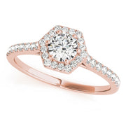 18K Rose Gold 1/2 ct tw Halo Diamond Engagement Ring