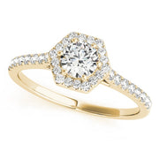 14K Yellow Gold 1/2 ct tw Halo Diamond Engagement Ring