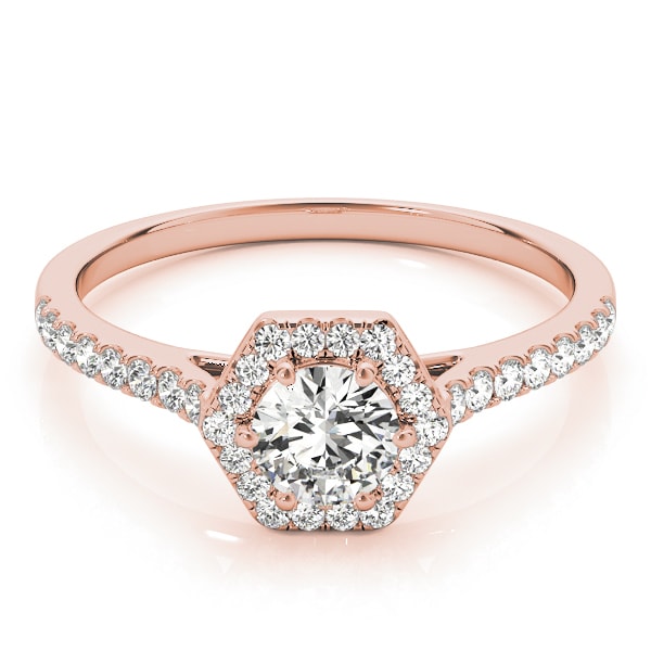 14K Rose Gold 1/2 ct tw Halo Diamond Engagement Ring