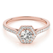 18K Rose Gold 1/2 ct tw Halo Diamond Engagement Ring