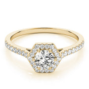 14K Yellow Gold 1/2 ct tw Halo Diamond Engagement Ring