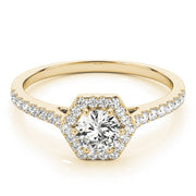 14K Yellow Gold 1/2 ct tw Halo Diamond Engagement Ring