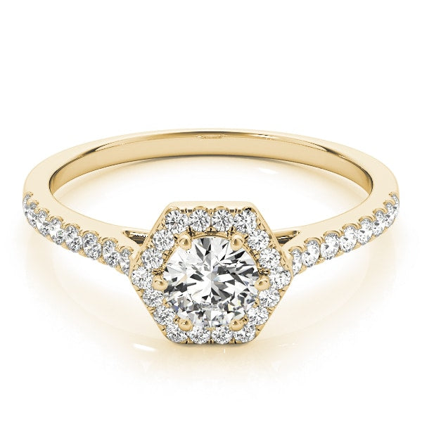 14K Yellow Gold 1/2 ct tw Halo Diamond Engagement Ring