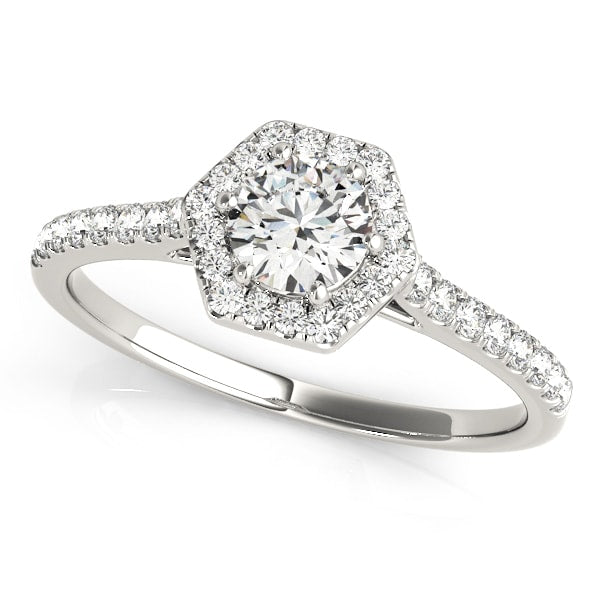 Platinum 1/2 ct tw Halo Diamond Engagement Ring