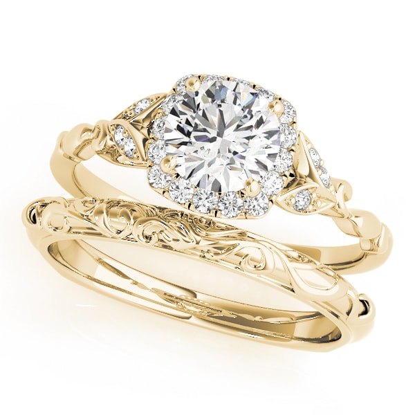 18K Yellow Gold 1 1/5 ct tw Halo Diamond Engagement Ring