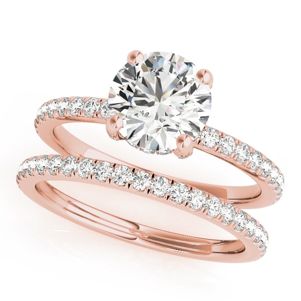 18K Rose Gold 1 1/4 ct tw Halo Diamond Engagement Ring