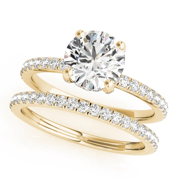 14K Yellow Gold 1 1/4 ct tw Halo Diamond Engagement Ring