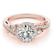 18K Rose Gold 1 1/3 ct tw Halo Diamond Engagement Ring