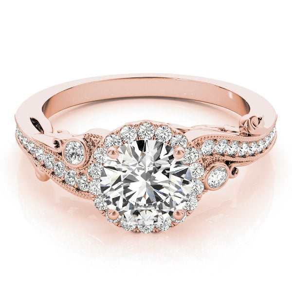 18K Rose Gold 1 1/3 ct tw Halo Diamond Engagement Ring