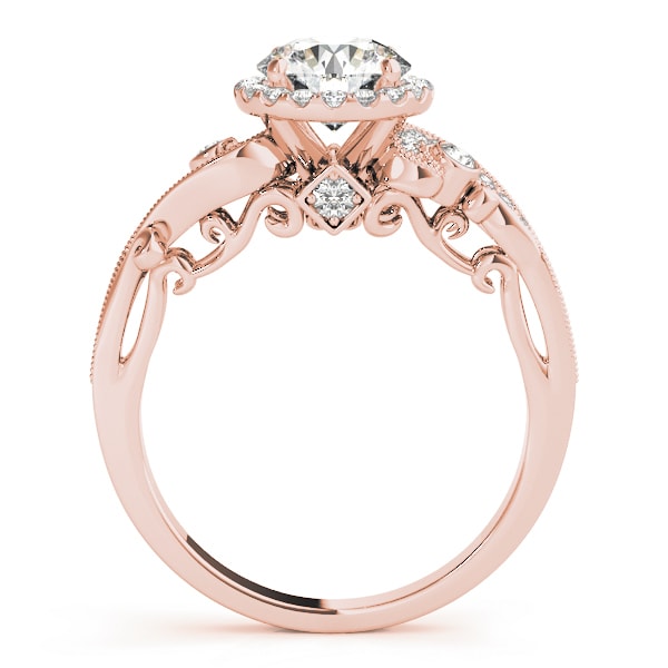 18K Rose Gold 1 1/3 ct tw Halo Diamond Engagement Ring