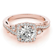 18K Rose Gold 1 1/3 ct tw Halo Diamond Engagement Ring