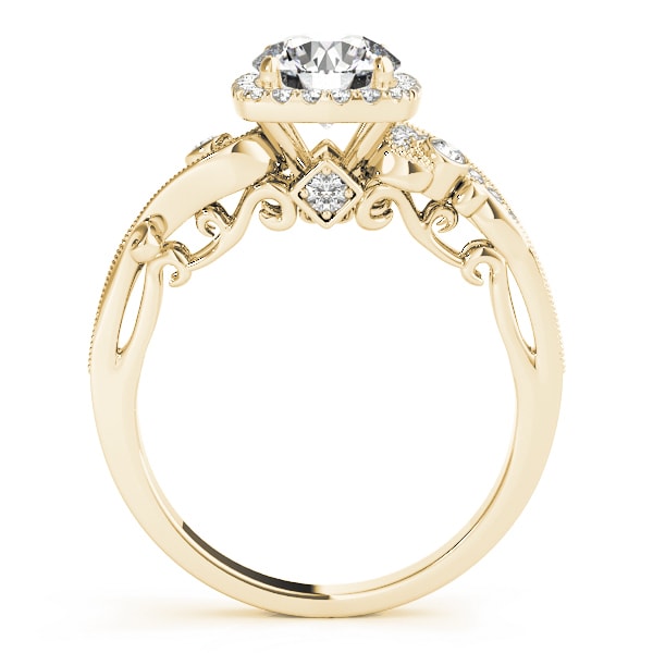 14K Yellow Gold 1 1/3 ct tw Halo Diamond Engagement Ring