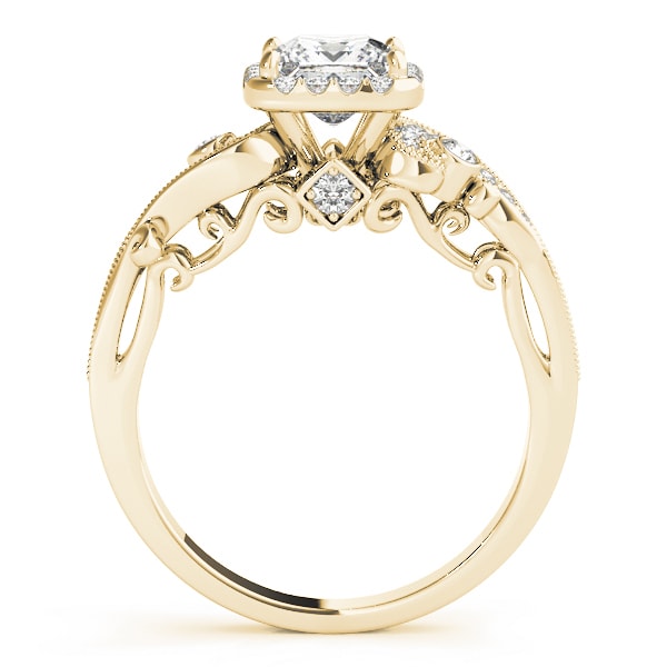 14K Yellow Gold 1/2 ct tw Halo Diamond Engagement Ring