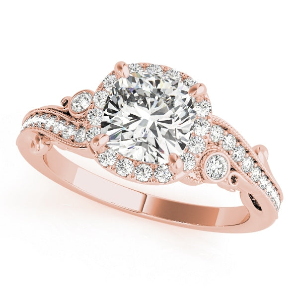 14K Rose Gold 1 1/4 ct tw Halo Diamond Engagement Ring