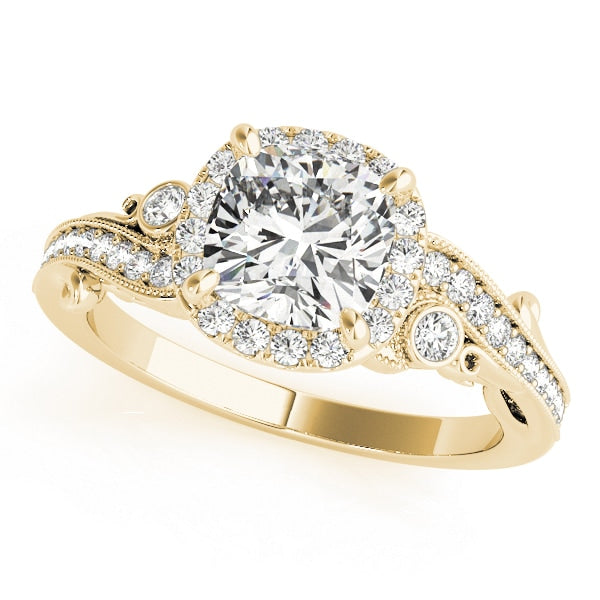 14K Yellow Gold 1 1/4 ct tw Halo Diamond Engagement Ring