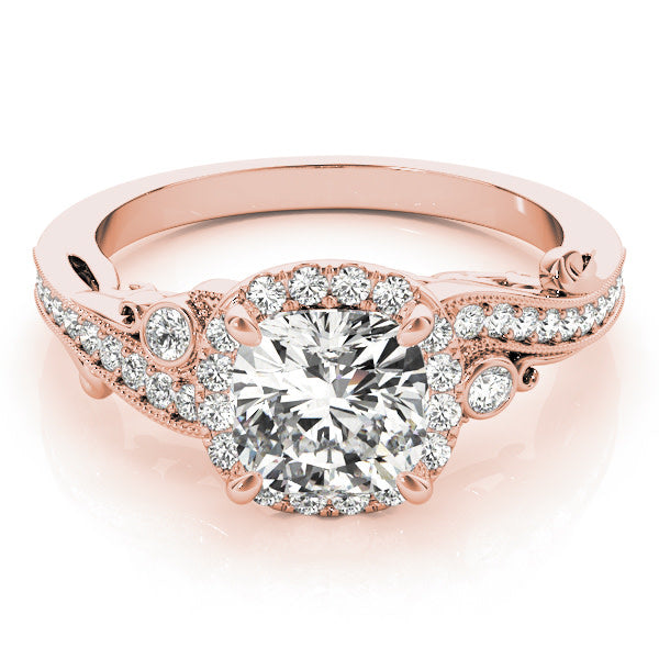 14K Rose Gold 1 1/4 ct tw Halo Diamond Engagement Ring