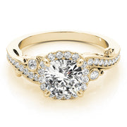 14K Yellow Gold 1 1/4 ct tw Halo Diamond Engagement Ring