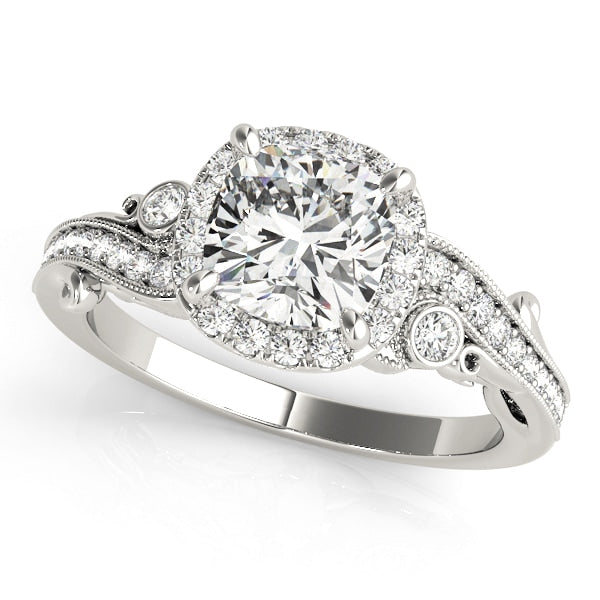 Platinum 1 1/4 ct tw Halo Diamond Engagement Ring