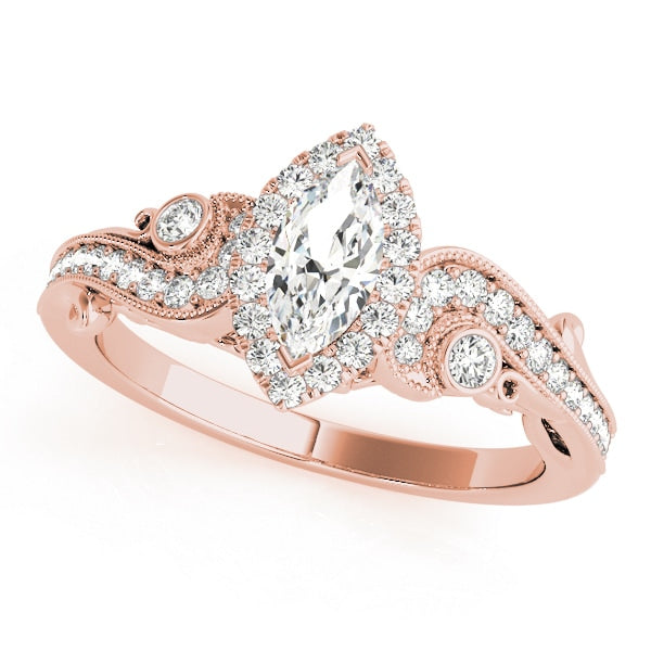 18K Rose Gold 1 1/3 ct tw Halo Diamond Engagement Ring