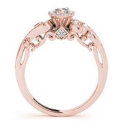 18K Rose Gold 1 1/3 ct tw Halo Diamond Engagement Ring