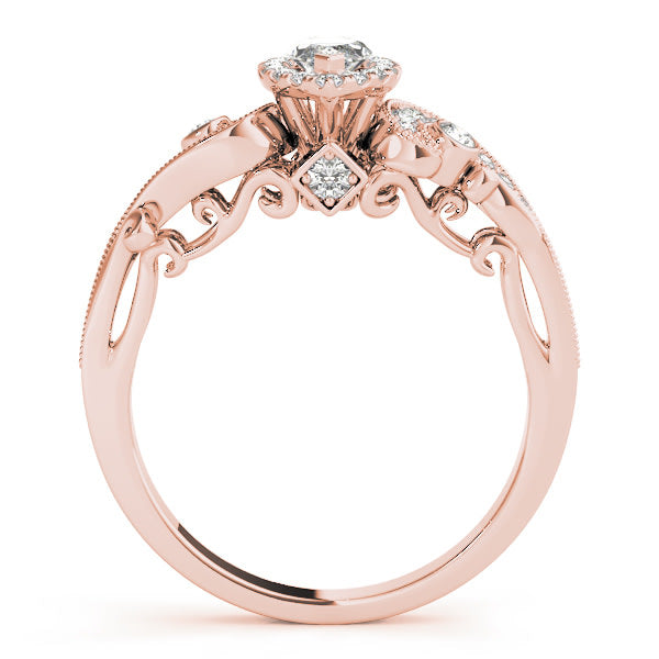 14K Rose Gold 1 1/3 ct tw Halo Diamond Engagement Ring