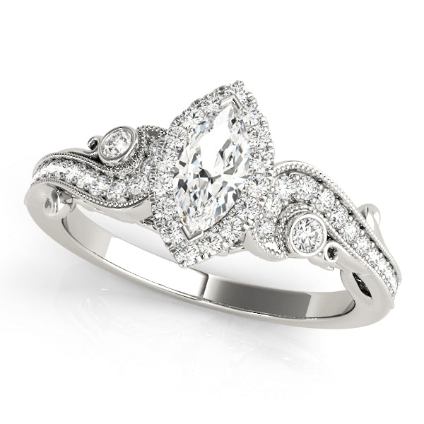Platinum 1 1/3 ct tw Halo Diamond Engagement Ring