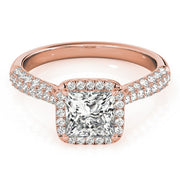14K Rose Gold 5/8 ct tw Halo Diamond Engagement Ring