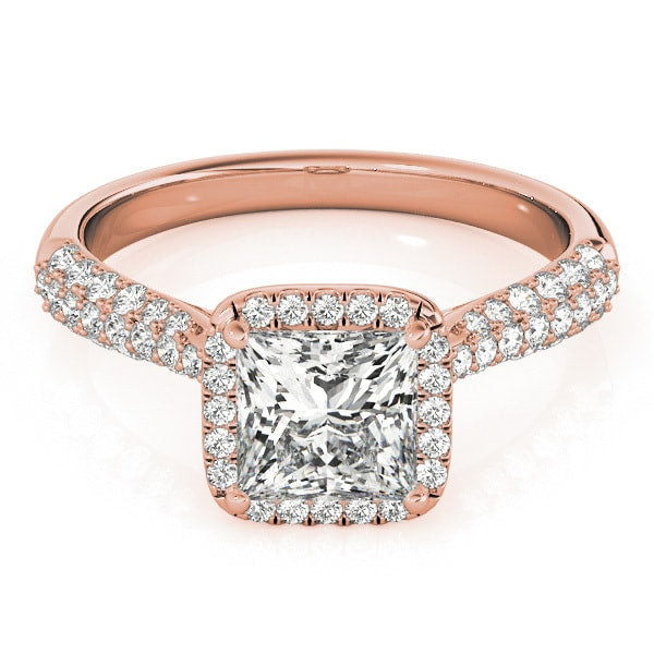 14K Rose Gold 5/8 ct tw Halo Diamond Engagement Ring