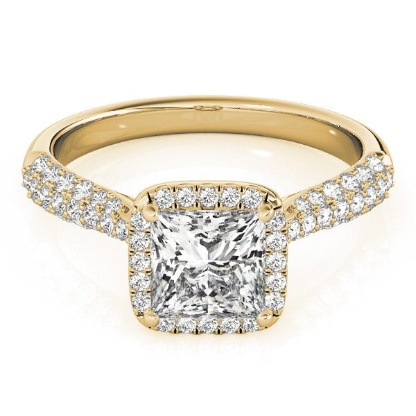 18K Yellow Gold 5/8 ct tw Halo Diamond Engagement Ring