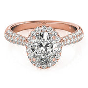 18K Rose Gold 1/2 ct tw Halo Diamond Engagement Ring