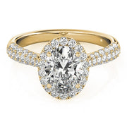 14K Yellow Gold 1/2 ct tw Halo Diamond Engagement Ring