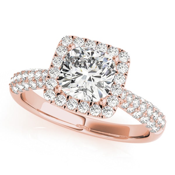 14K Rose Gold 1 1/3 ct tw Halo Diamond Engagement Ring
