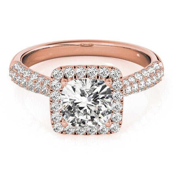 18K Rose Gold 1 1/3 ct tw Halo Diamond Engagement Ring