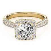 14K Yellow Gold 1 1/3 ct tw Halo Diamond Engagement Ring