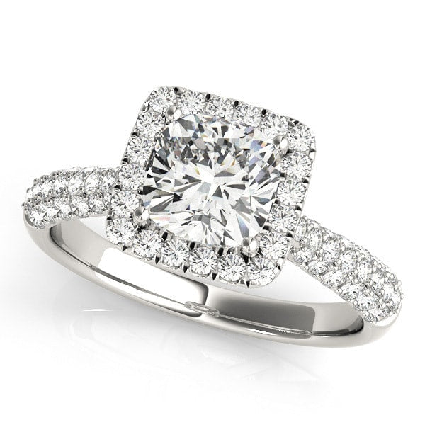 18K White Gold 1 1/3 ct tw Halo Diamond Engagement Ring