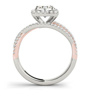 18K Rose Gold 1 7/8 ct tw Halo Diamond Engagement Ring