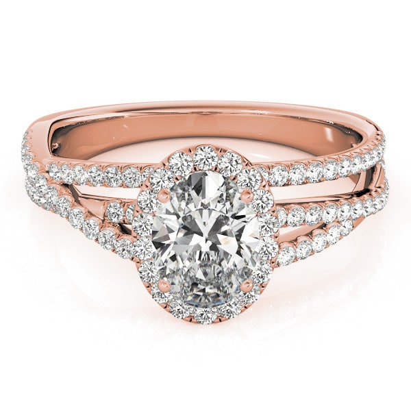 14K Rose Gold 3/8 ct tw Halo Diamond Engagement Ring