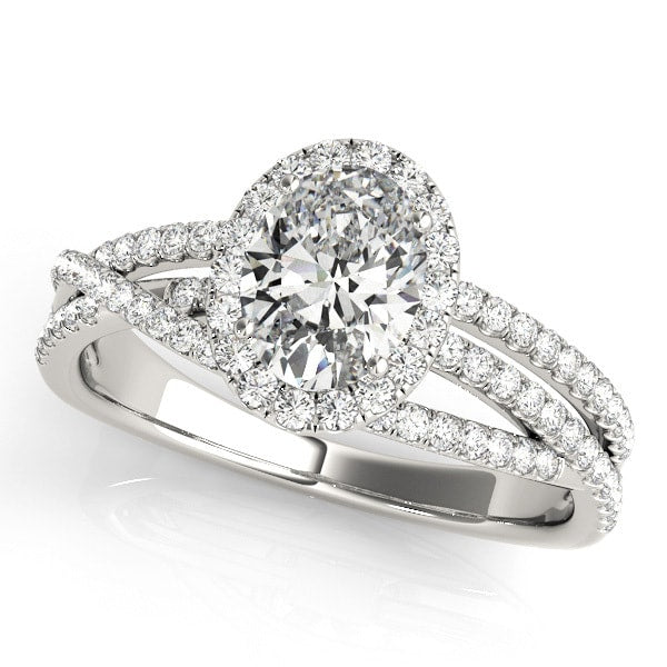14K White Gold 3/8 ct tw Halo Diamond Engagement Ring