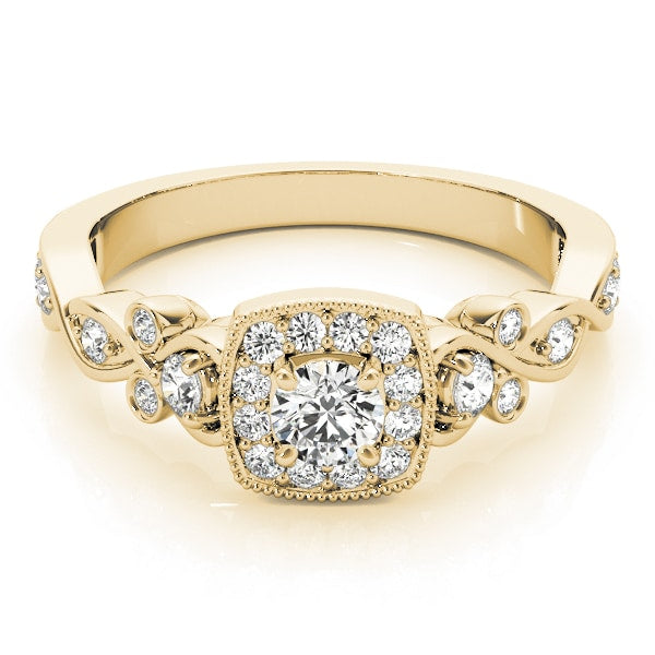 18K Yellow Gold 1 1/2 ct tw Halo Diamond Engagement Ring