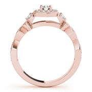 14K Rose Gold 1 1/2 ct tw Halo Diamond Engagement Ring