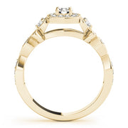 18K Yellow Gold 1 1/2 ct tw Halo Diamond Engagement Ring