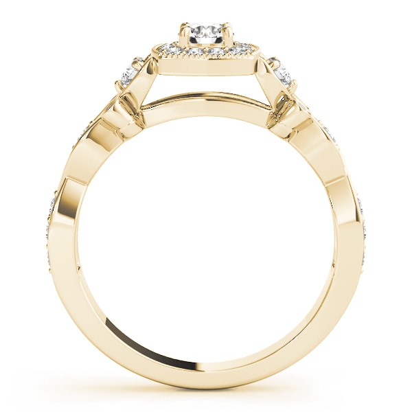 18K Yellow Gold 1 1/2 ct tw Halo Diamond Engagement Ring