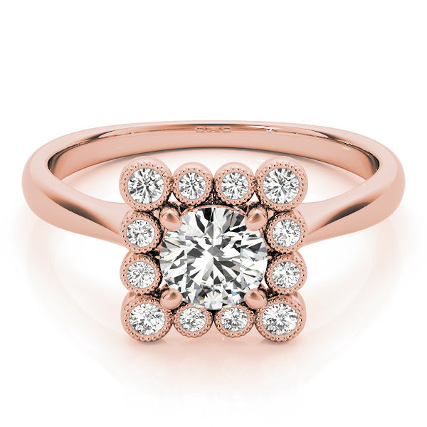 18K Rose Gold 1 1/6 ct tw Halo Diamond Engagement Ring